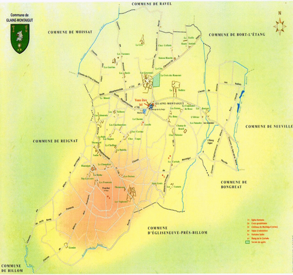 Plan de la commune de Glaine Montaigut